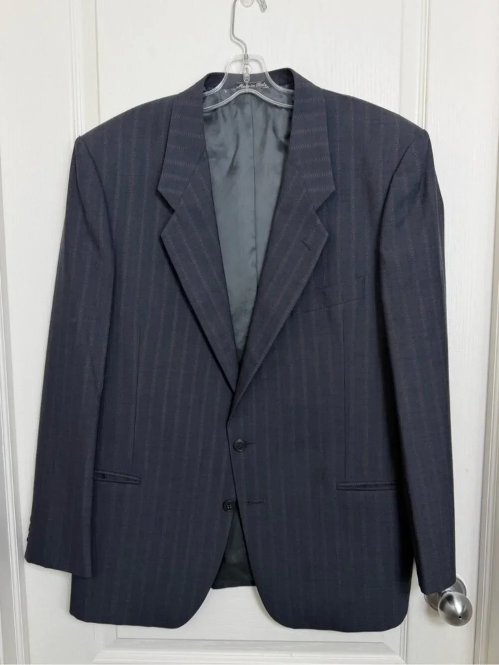 Mani by Giorgio Armani Vintage Wool Pinstripe Blazer Suit Jacket Size 44 Blue